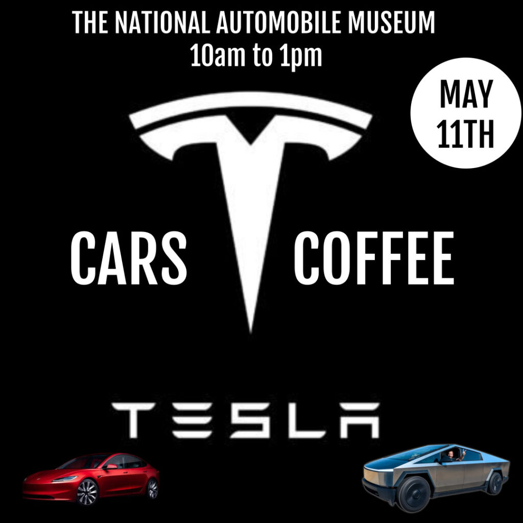 tesla cars and coffee poster